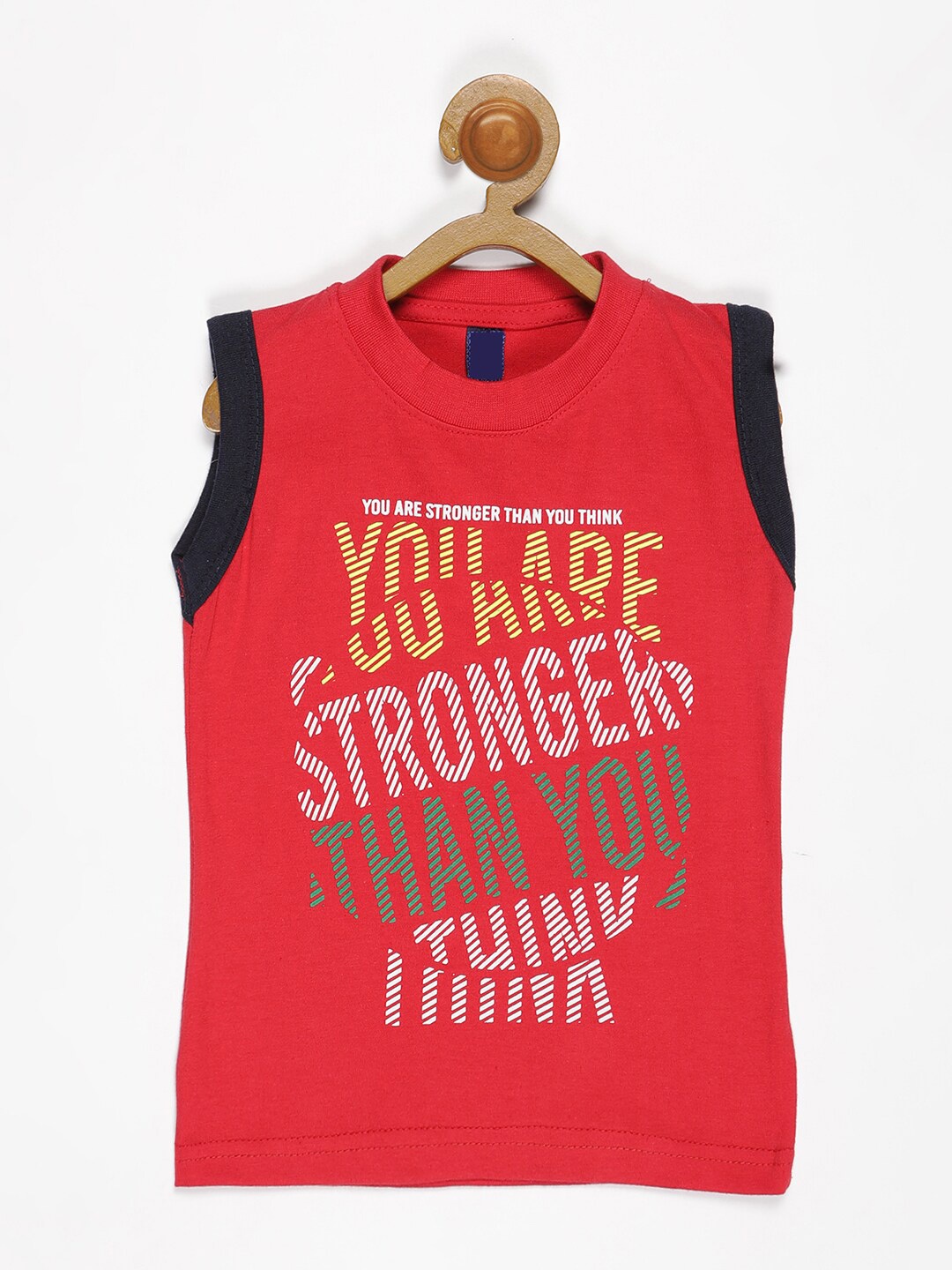 

V2 Value & Variety Boys Red & Black Printed Sleeveless T-shirt