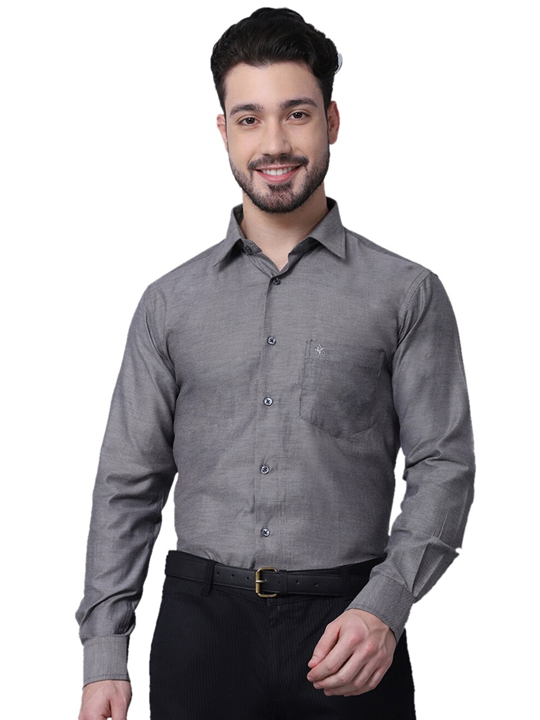 

Cantabil Men Grey Solid Formal Shirt