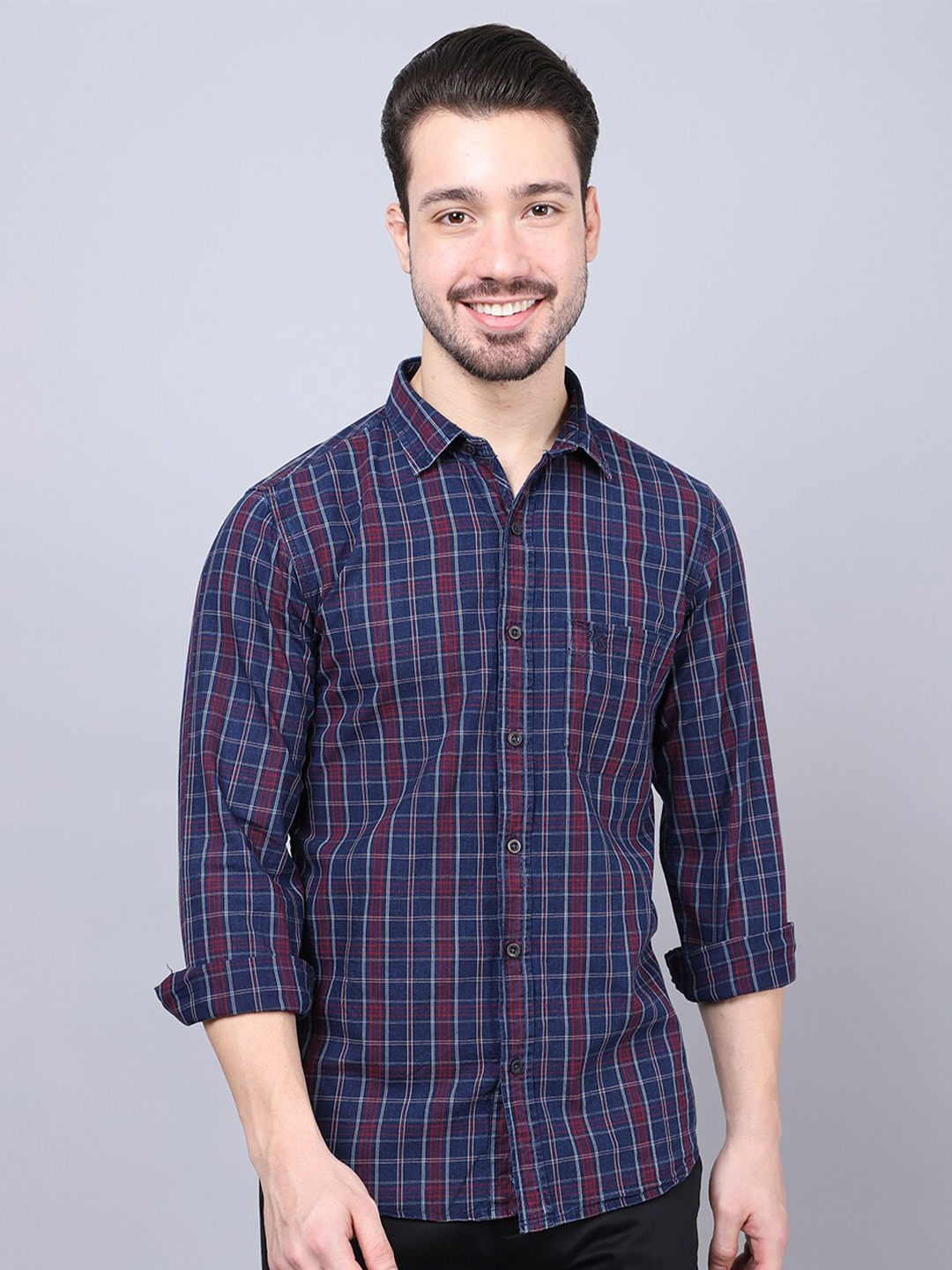 

Cantabil Men Red Tartan Checks Checked Casual Shirt