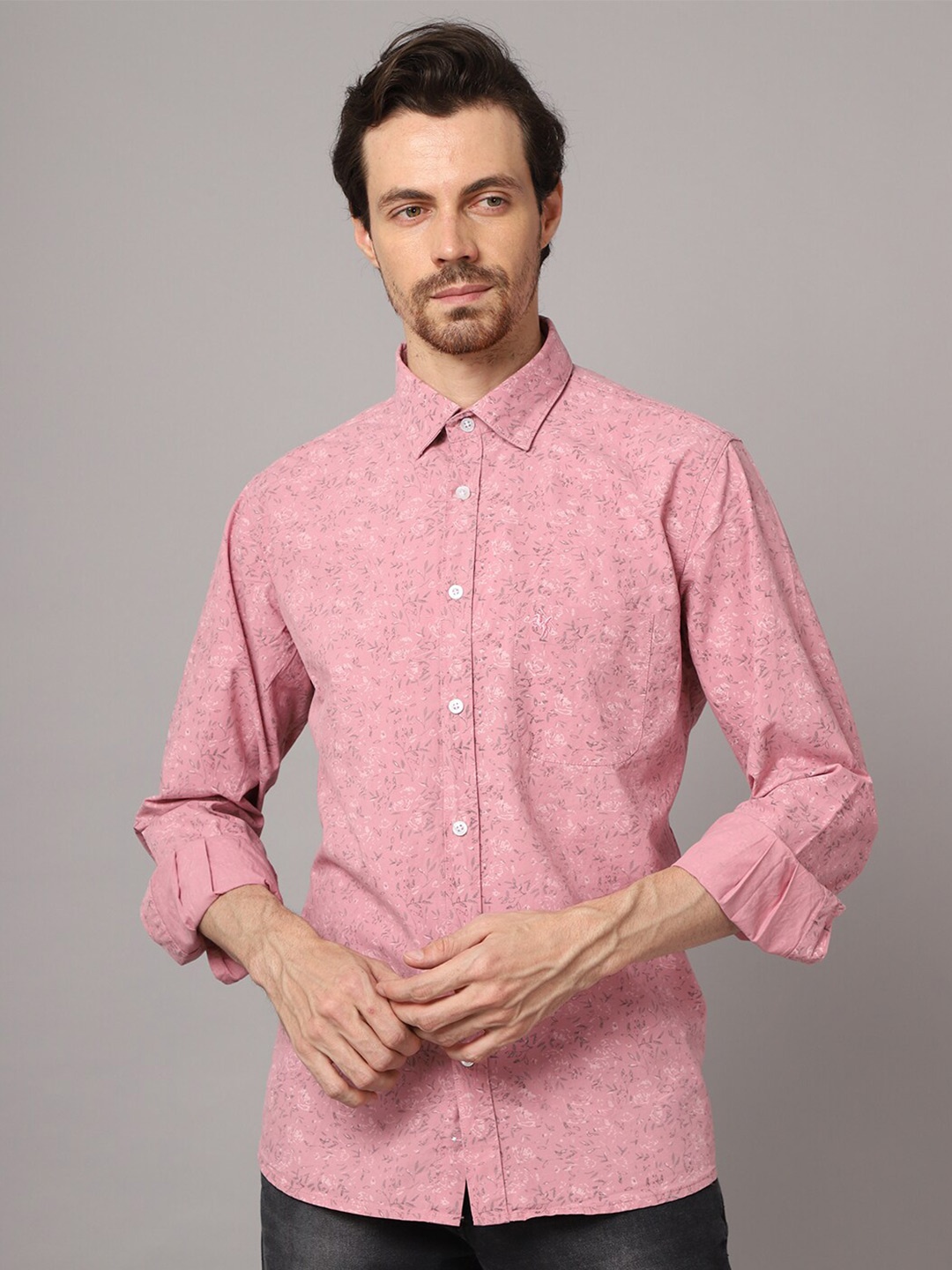 

Cantabil Men Pink Floral Printed Casual Shirt