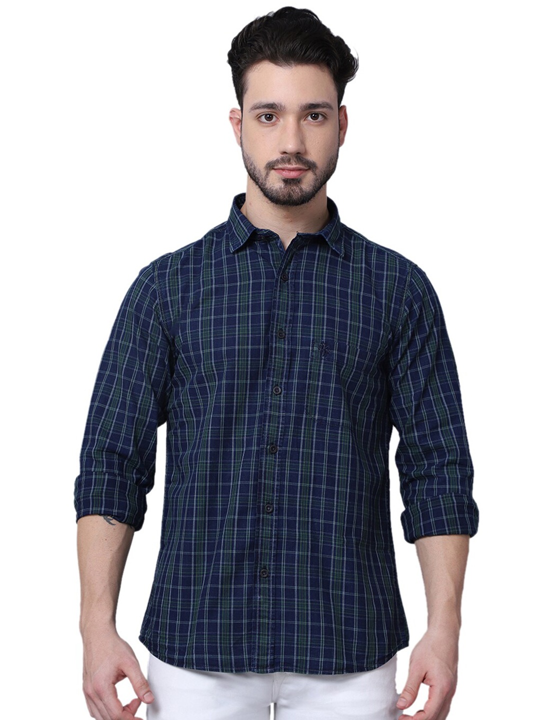 

Cantabil Men Green Checked Casual Shirt