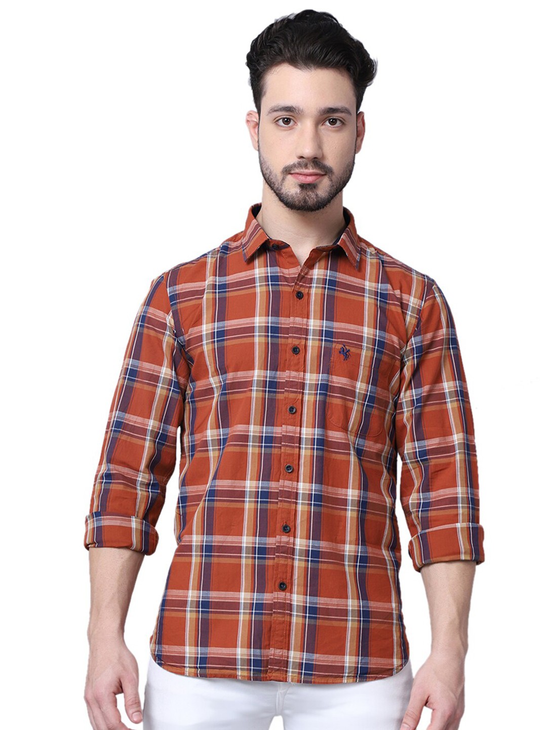 

Cantabil Men Red Tartan Checks Checked Regular Fit Casual Shirt