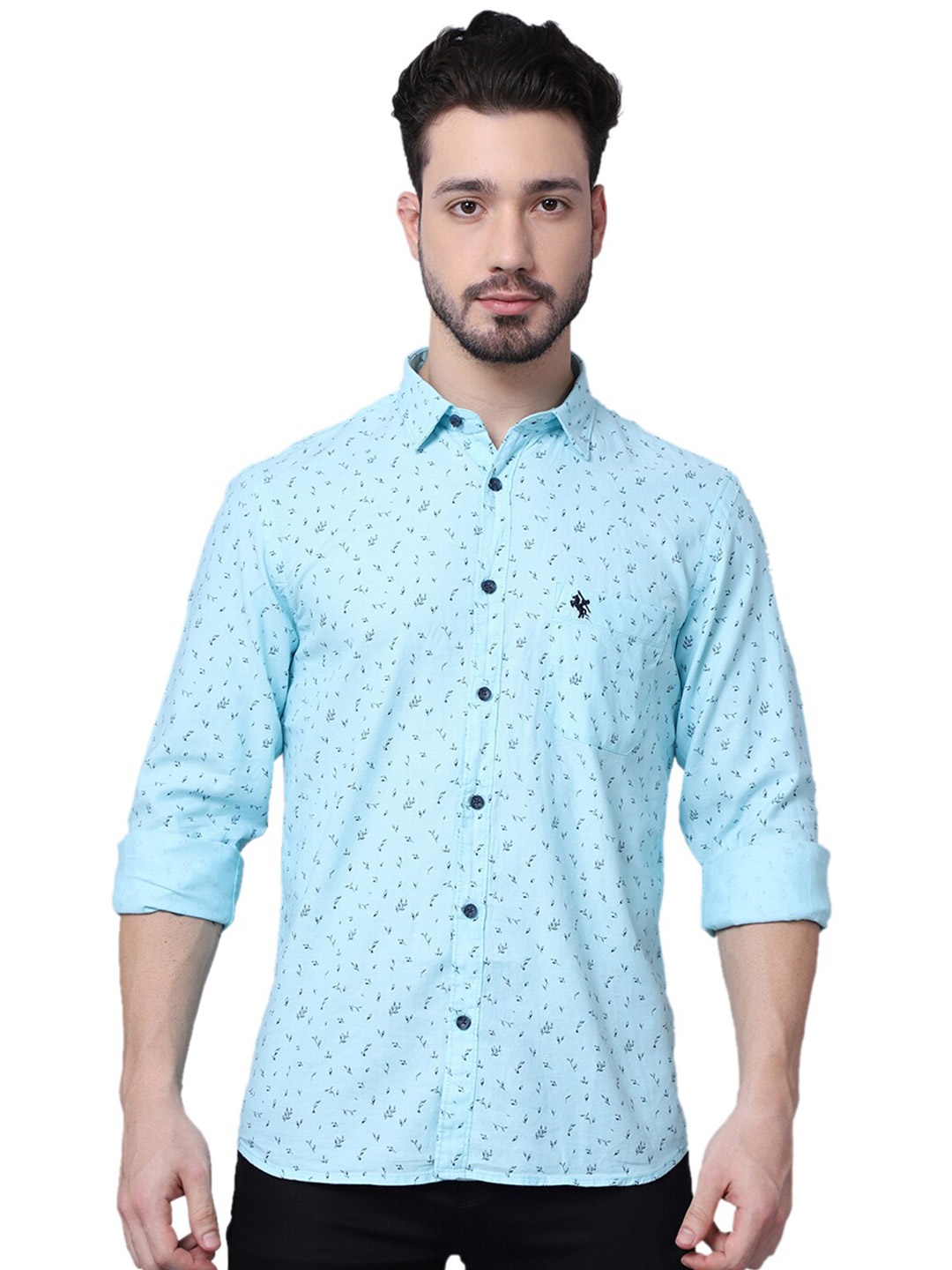 

Cantabil Men Blue Printed Casual Shirt