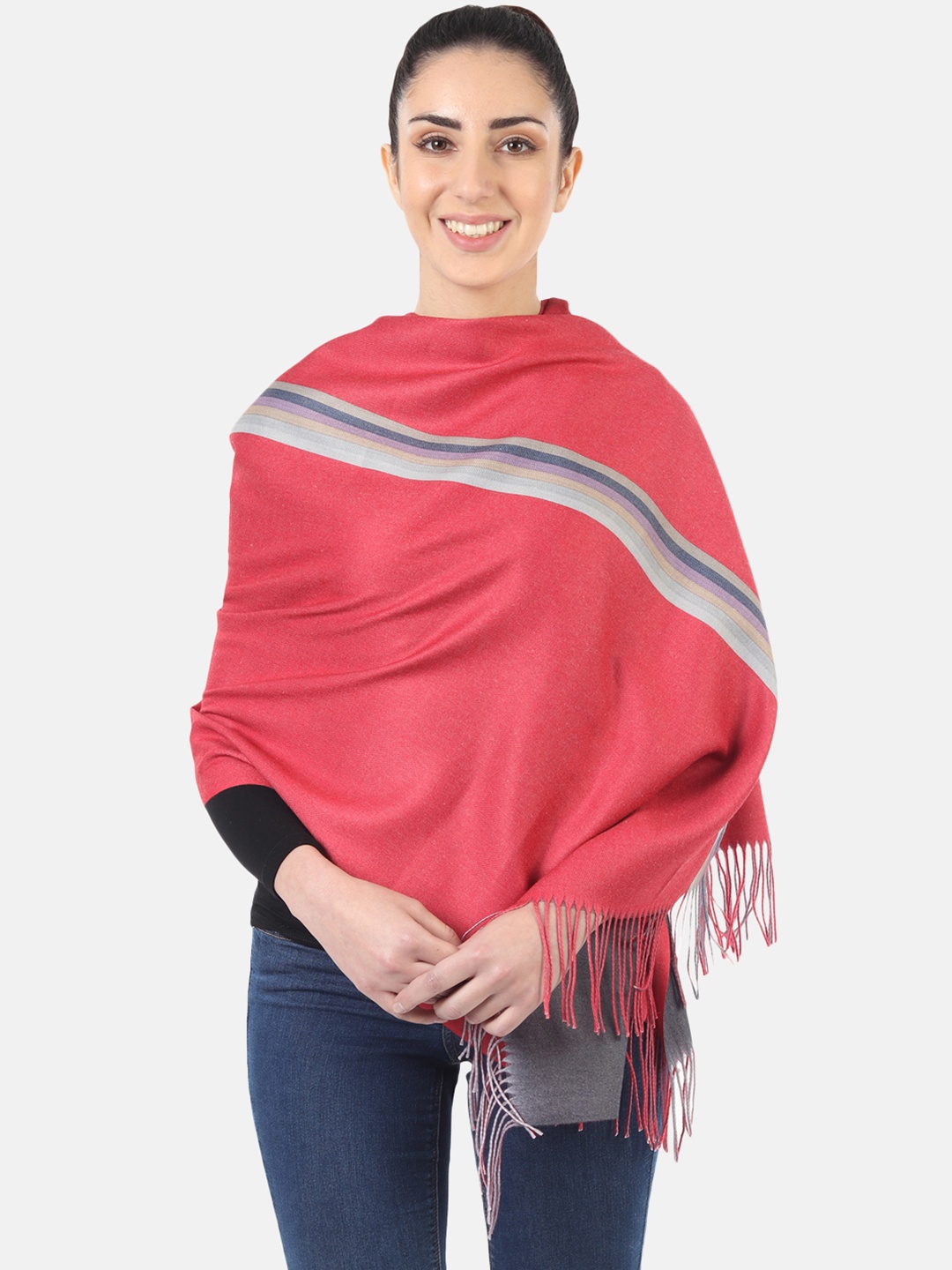 

MUFFLY Women Pink Cashmere Wool Stole