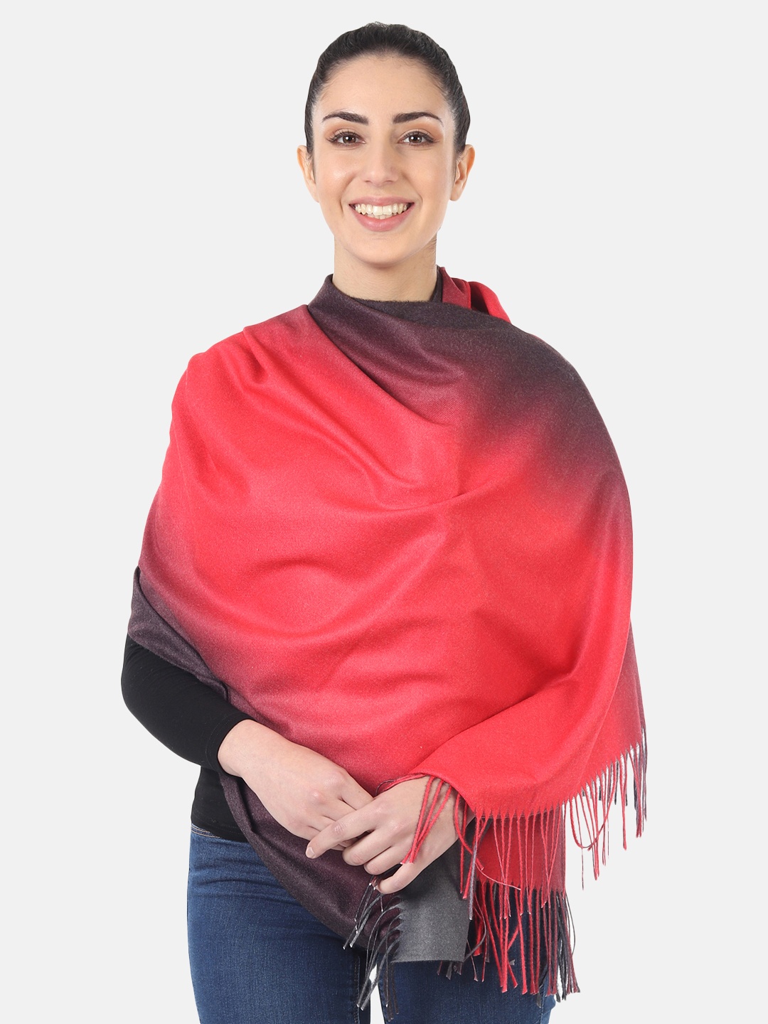 

MUFFLY Women Grey & Red Solid Stole