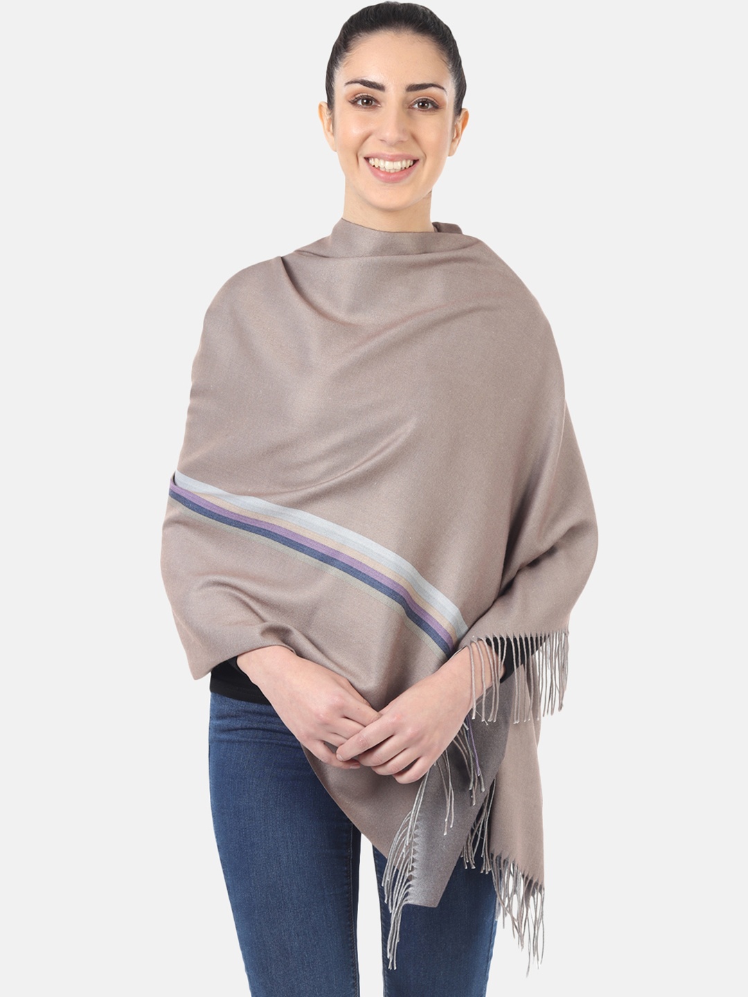 

MUFFLY Women Beige & Blue Printed Stole