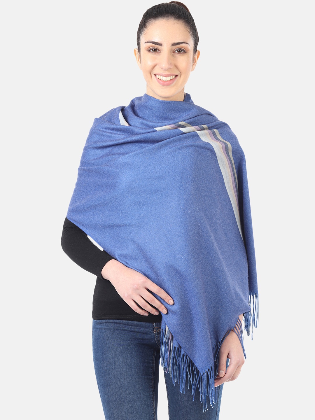 

MUFFLY Women Blue & White Printed Stole