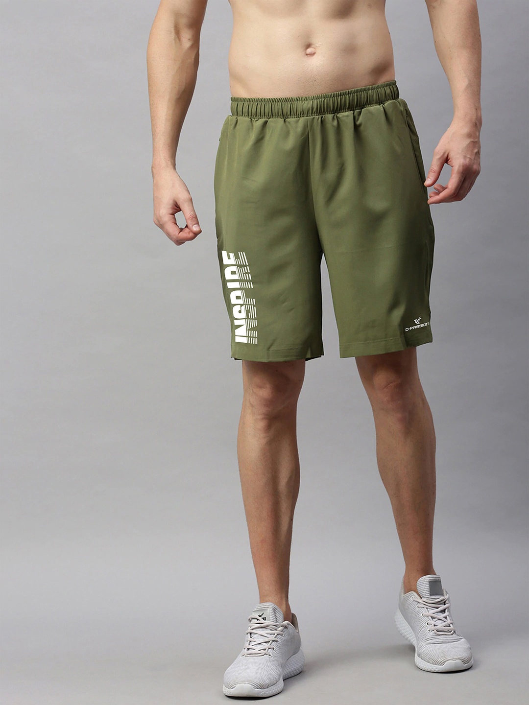 

Dpassion Men Olive Green Running Sports Shorts