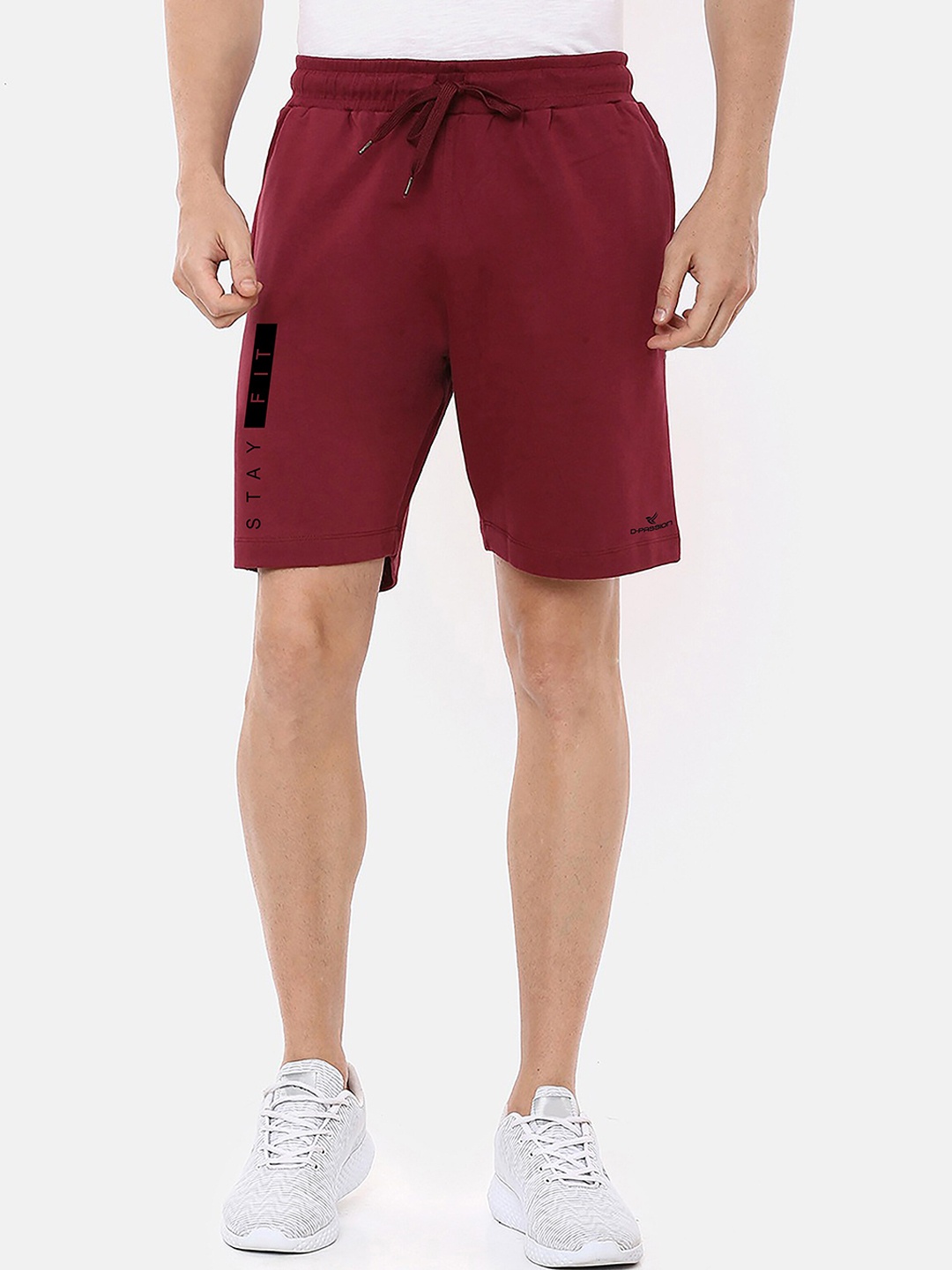 

Dpassion Men Maroon Solid Running Sports Shorts