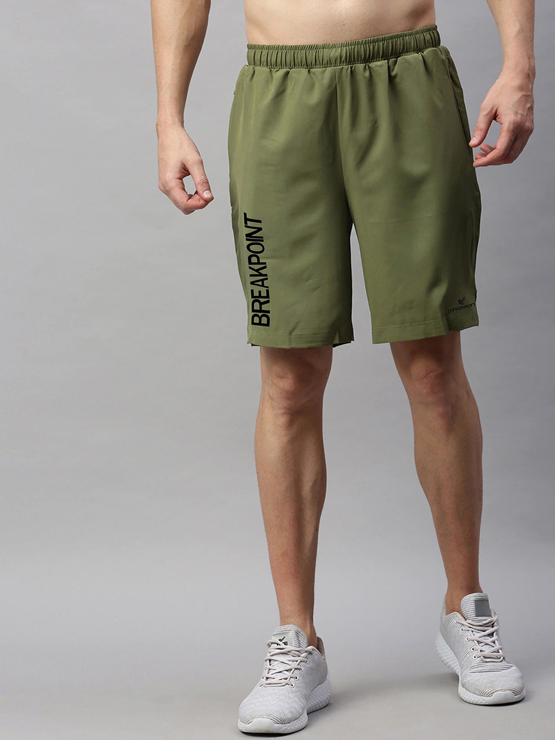 

Dpassion Men Olive Green Running Sports Shorts