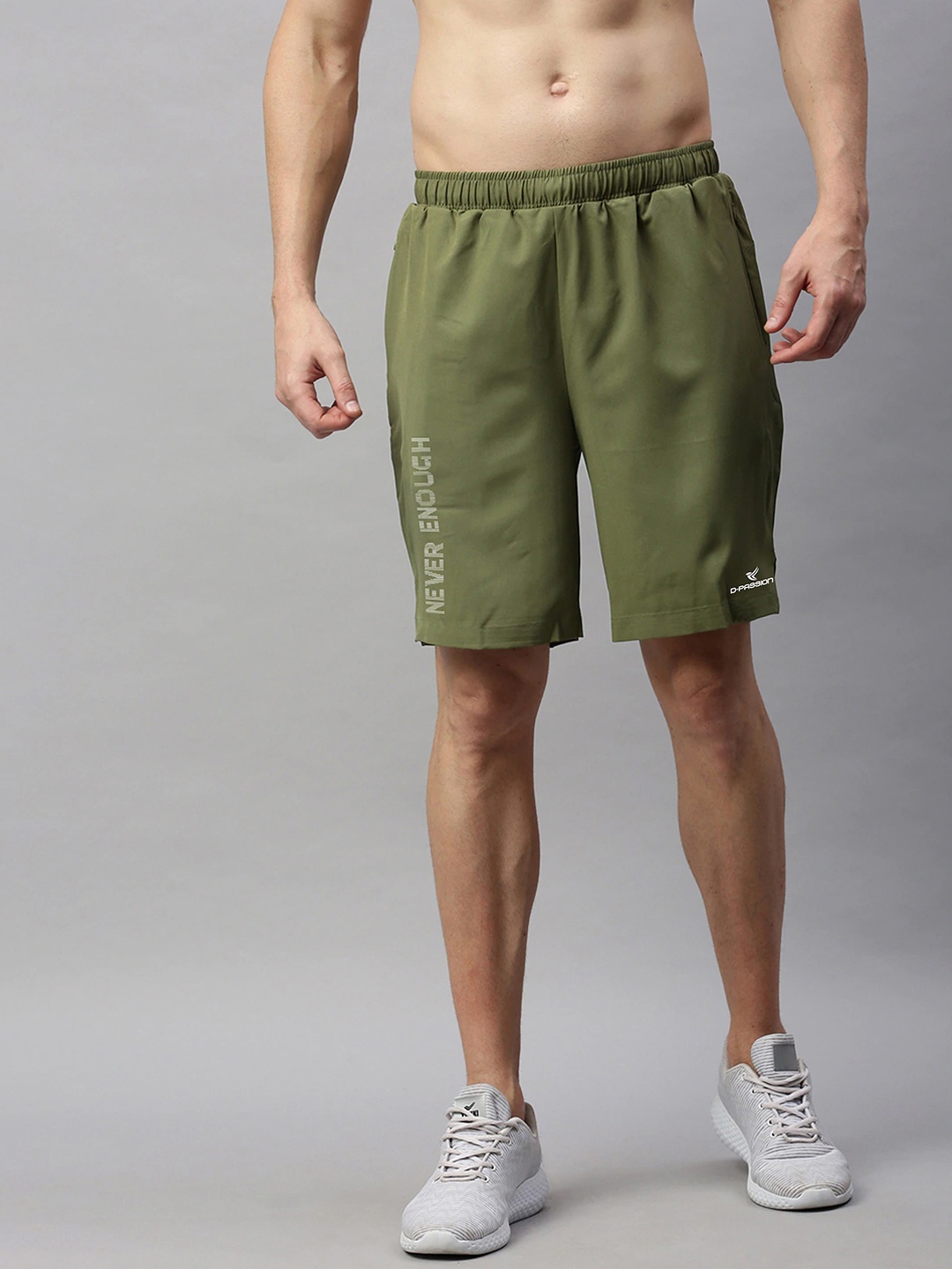 

Dpassion Men Olive Green Running Sports Shorts