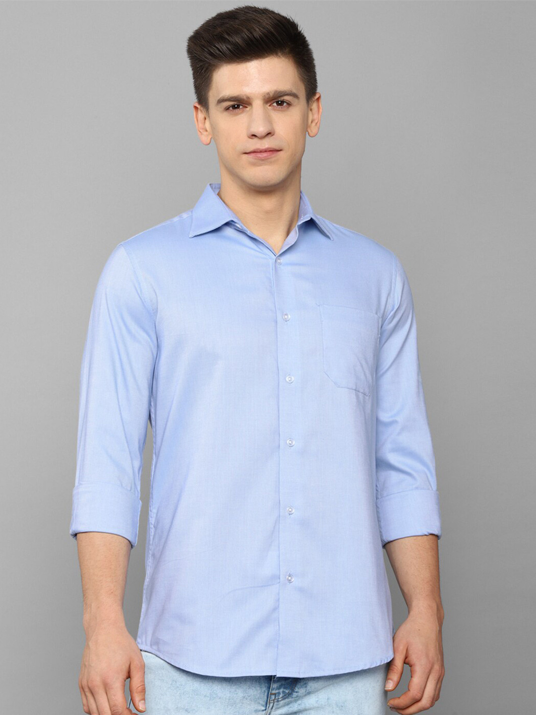 

Allen Solly Men Blue Solid Slim Fit Casual Cotton Shirt