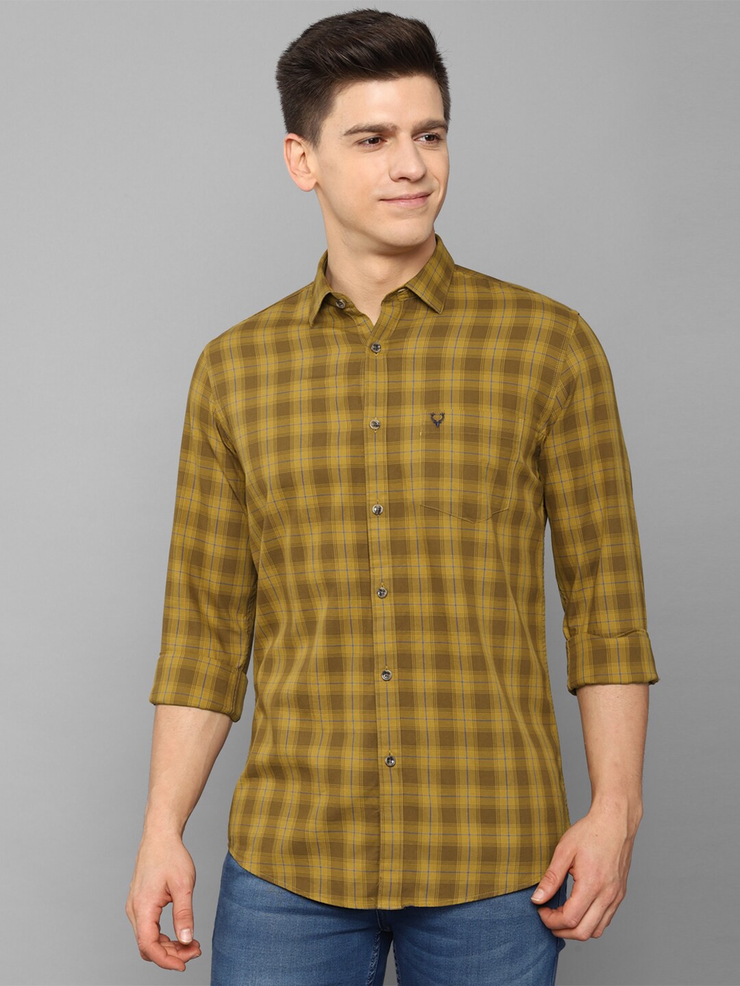 

Allen Solly Men Yellow Slim Fit Checked Casual Shirt