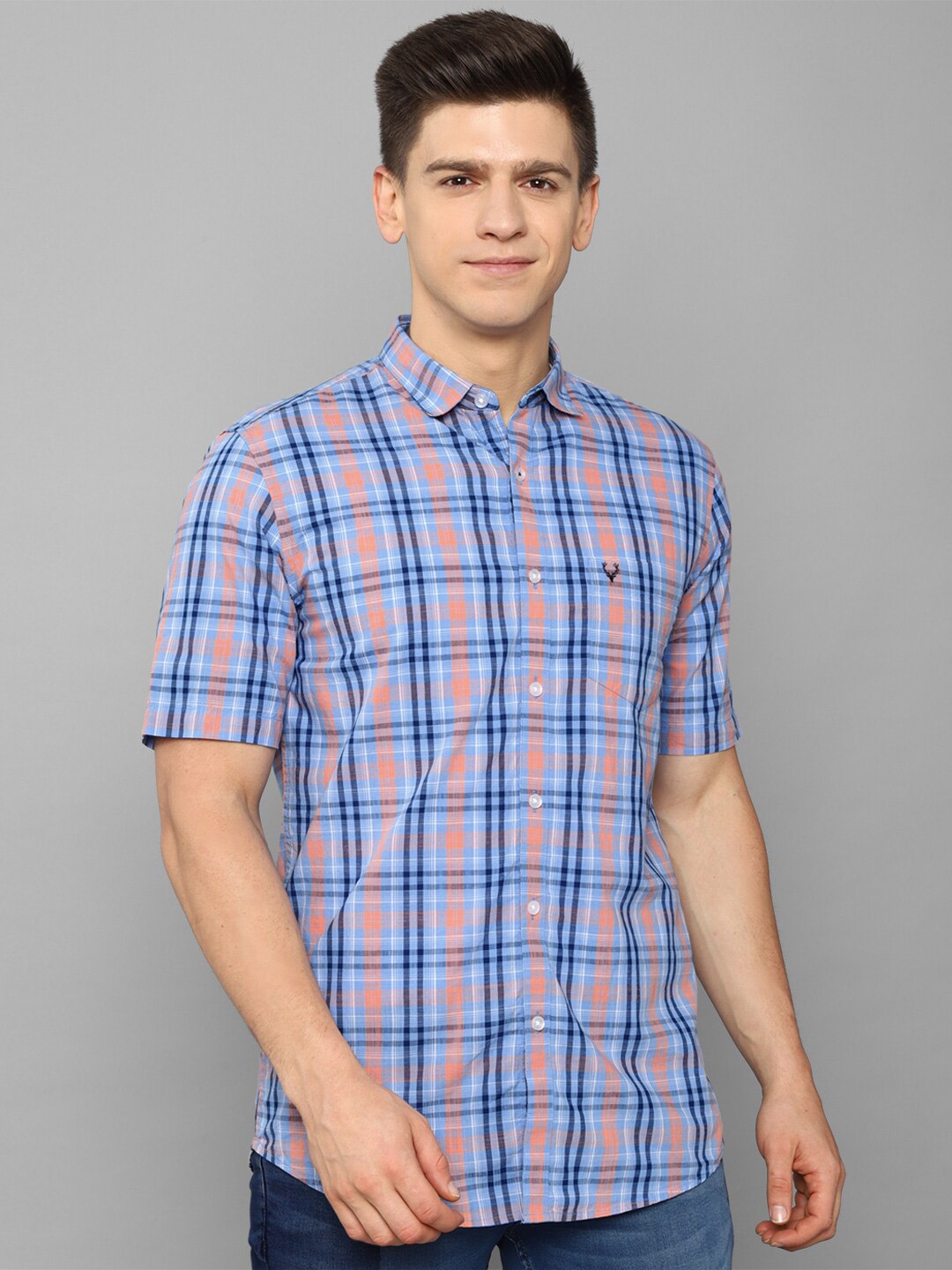 

Allen Solly Men Blue Slim Fit Tartan Checks Checked Casual Shirt