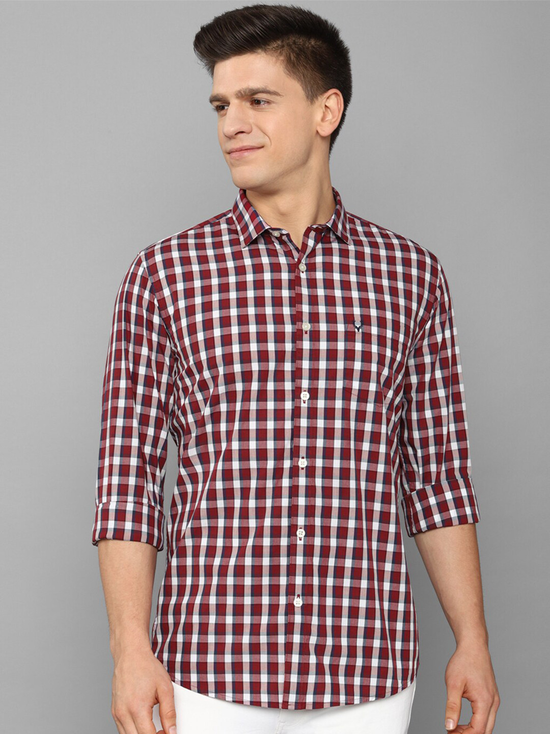 

Allen Solly Men Maroon Slim Fit Tartan Checked Casual Shirt