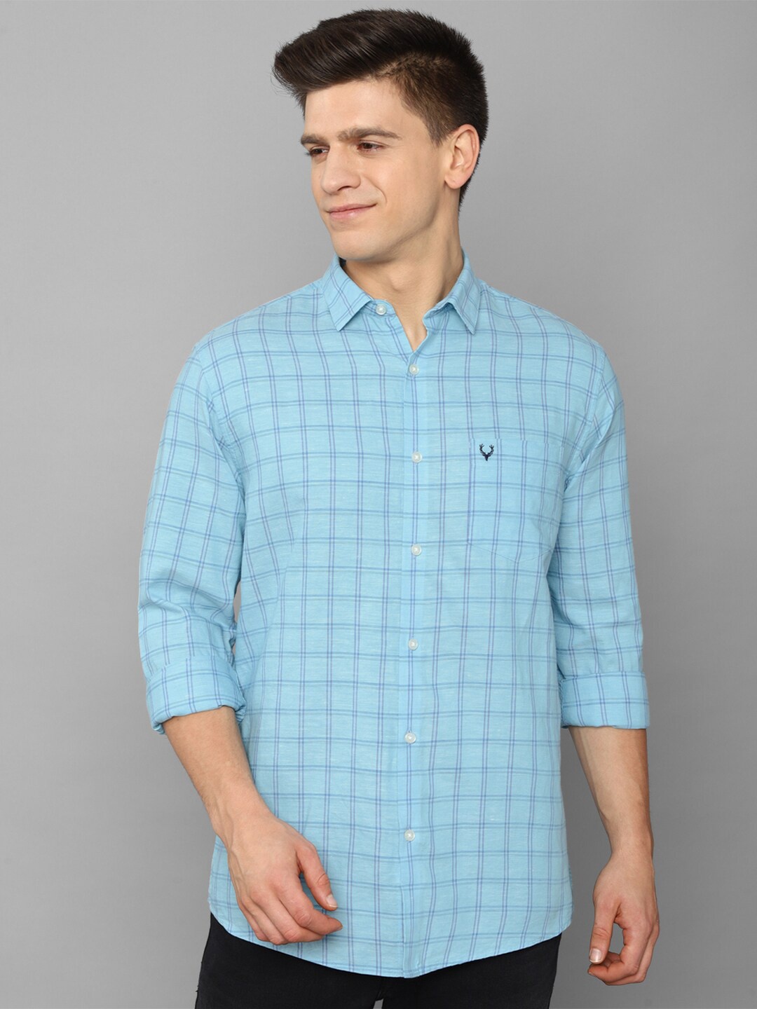 

Allen Solly Men Blue Slim Fit Checked Casual Shirt