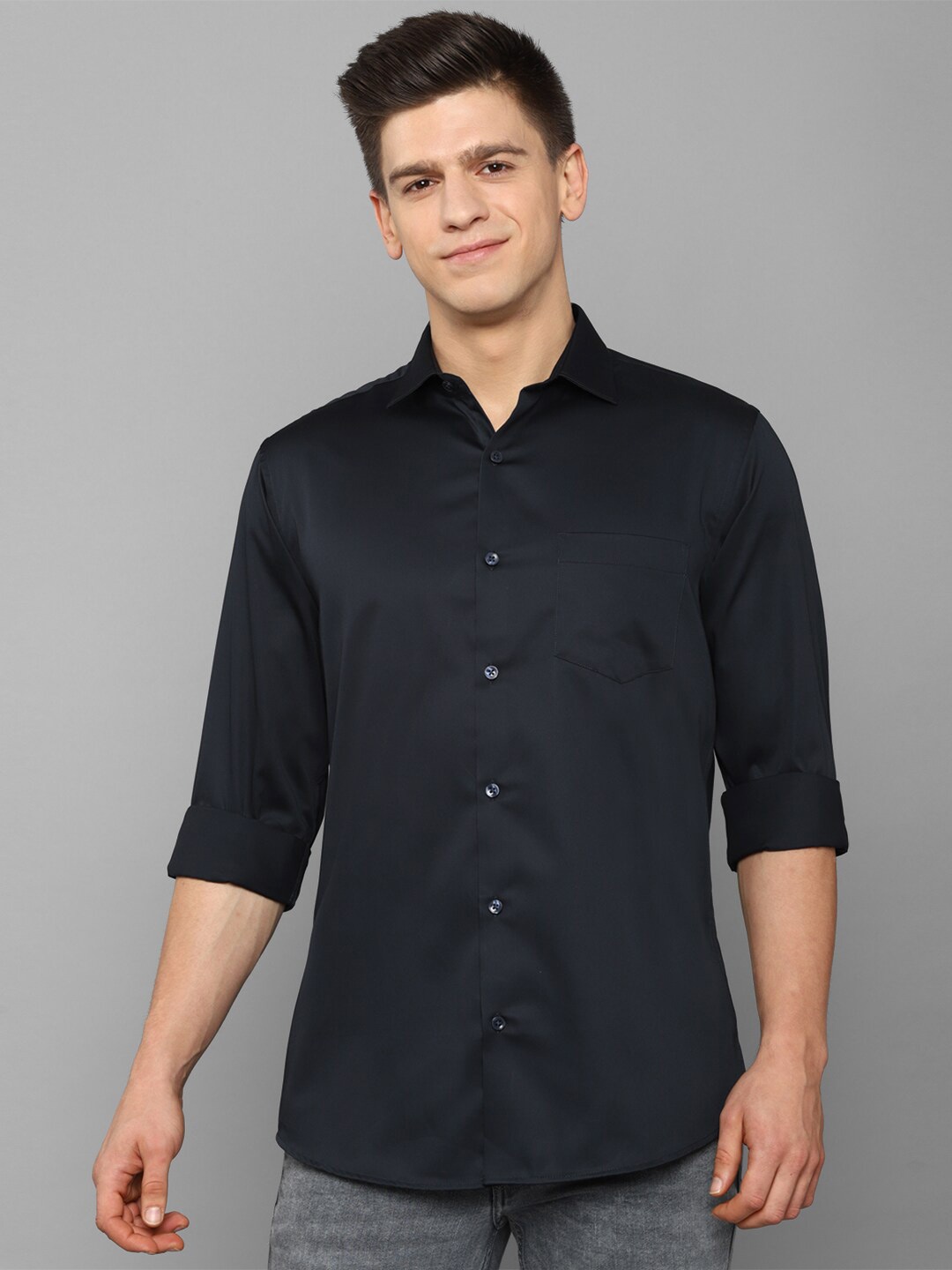 

Allen Solly Men Navy Blue Slim Fit 100% Cotton Casual Shirt