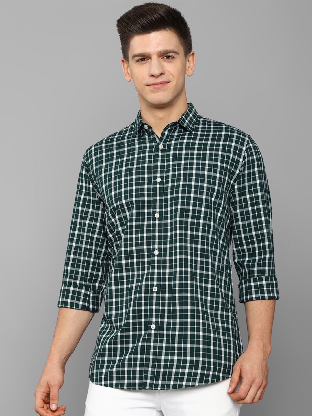 

Allen Solly Men Green Slim Fit Checked Casual Shirt