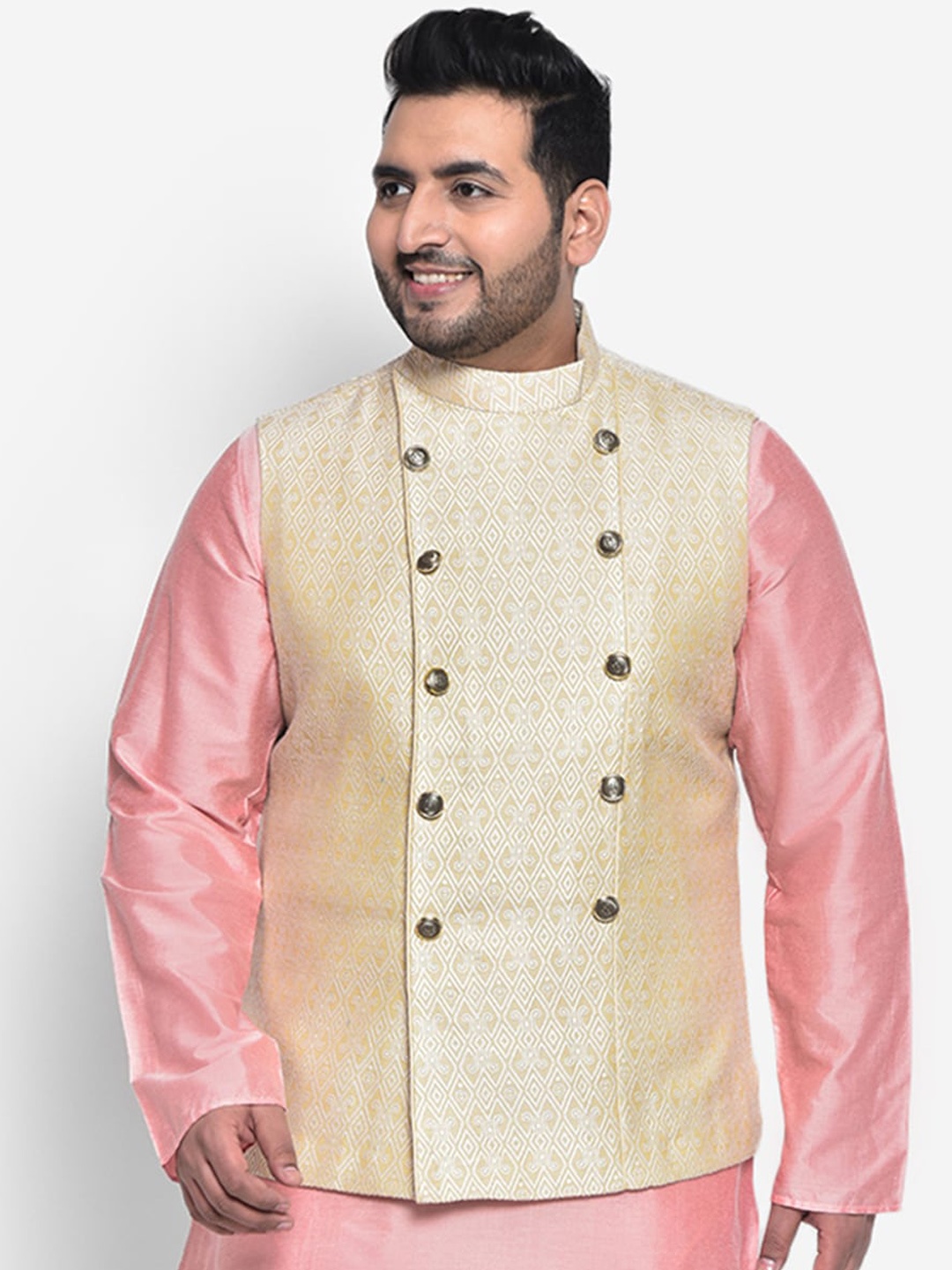 

KISAH PLUS Men Beige Printed Woven Nehru Jackets