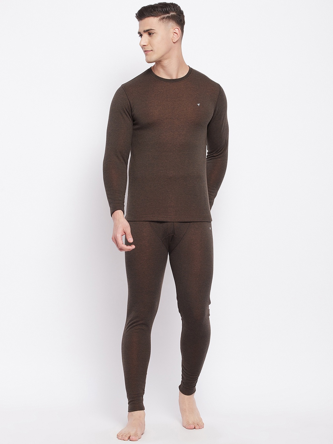 

NEVA Men Coffee-Brown Solid Skin-Fit Thermal Set