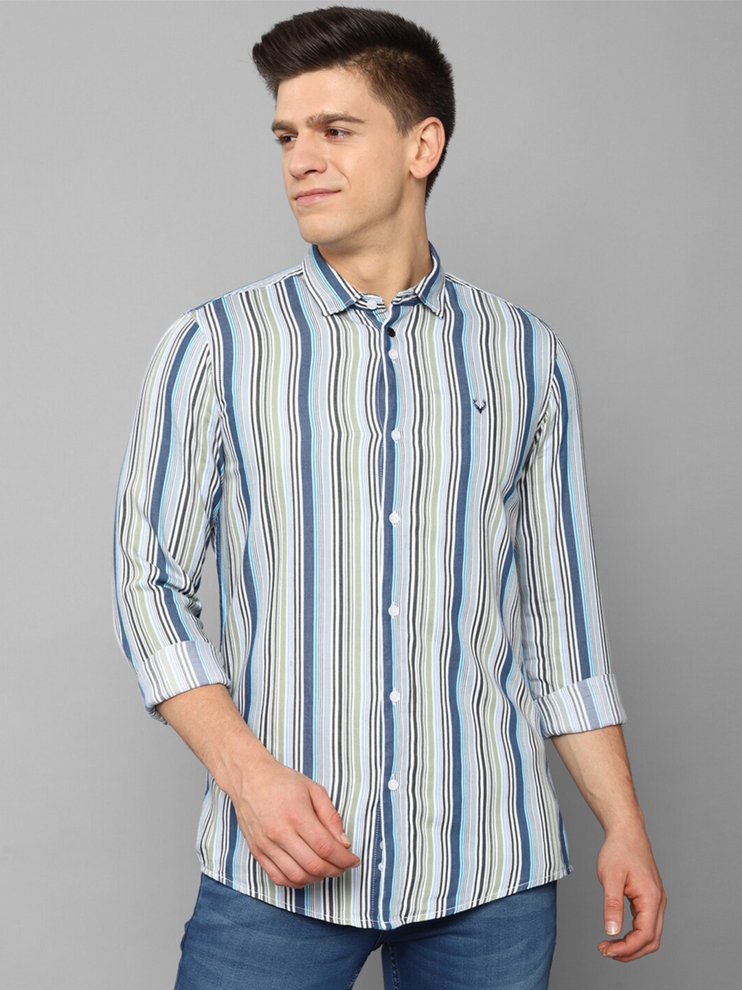 

Allen Solly Sport Men Blue Striped Casual Shirt