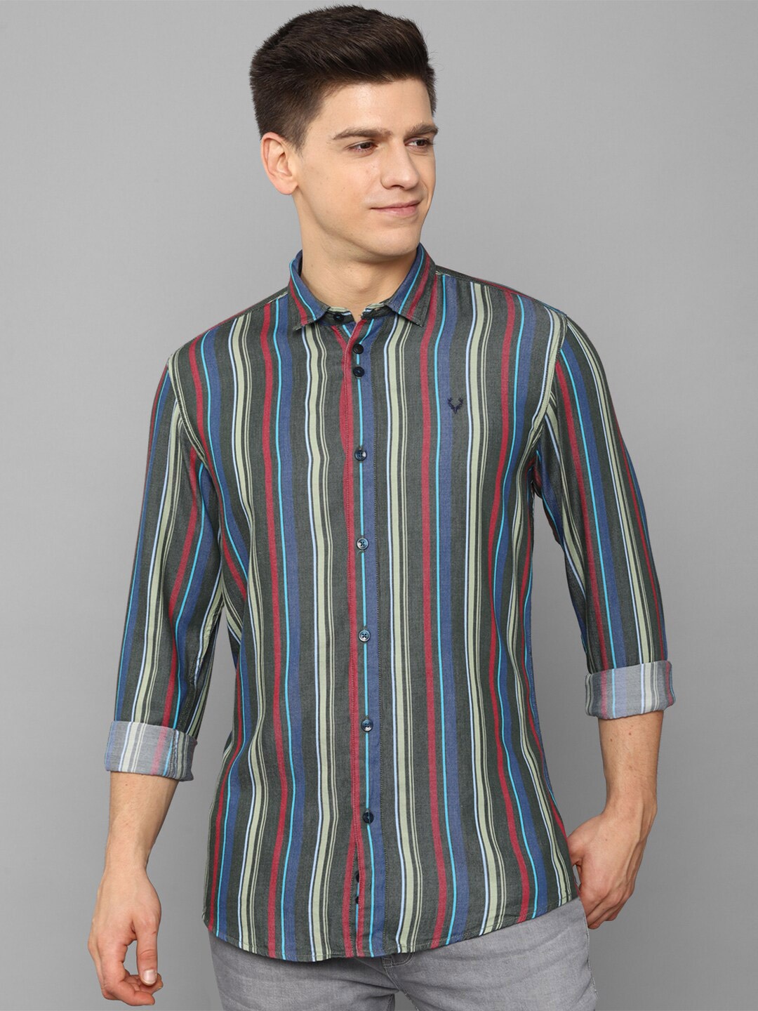 

Allen Solly Sport Men Green Multi Stripes Striped Casual Shirt
