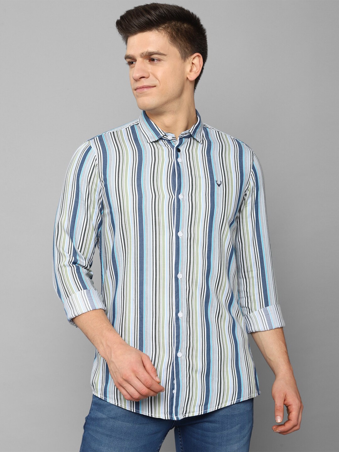 

Allen Solly Sport Men Blue Striped Casual Shirt