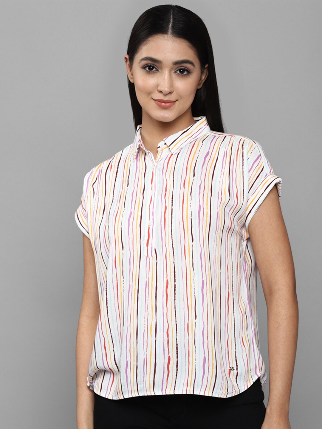 

Allen Solly Woman Women White Striped Casual Shirt