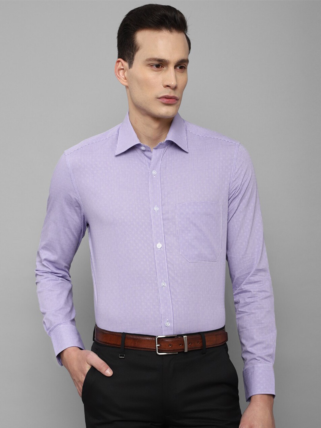 

Louis Philippe Men Purple Checked Cotton Formal Shirt