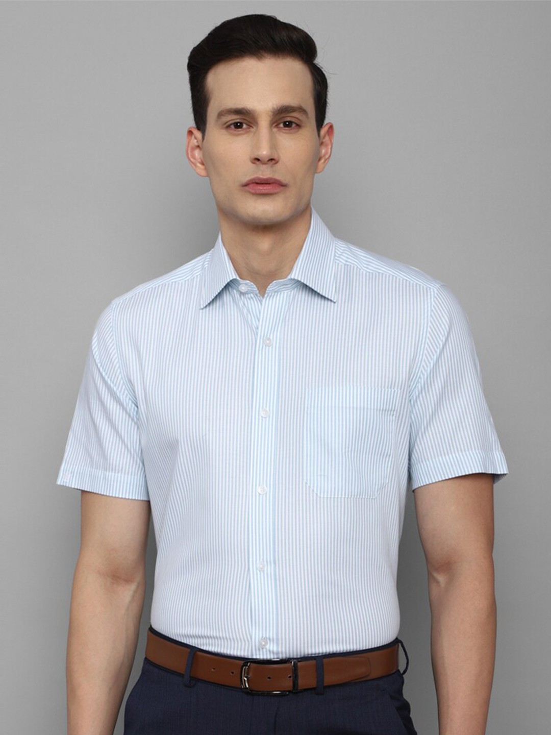 

Louis Philippe Men Blue Striped Formal Shirt