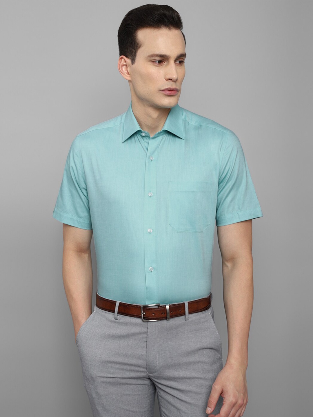 

Louis Philippe Men Sea Green Formal Shirt