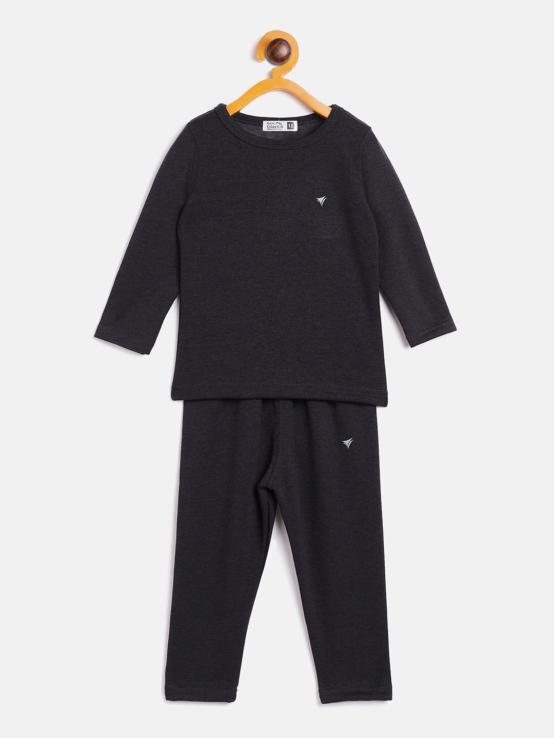 

NEVA Infant Boys Black Solid Skin-Fit Thermal Set