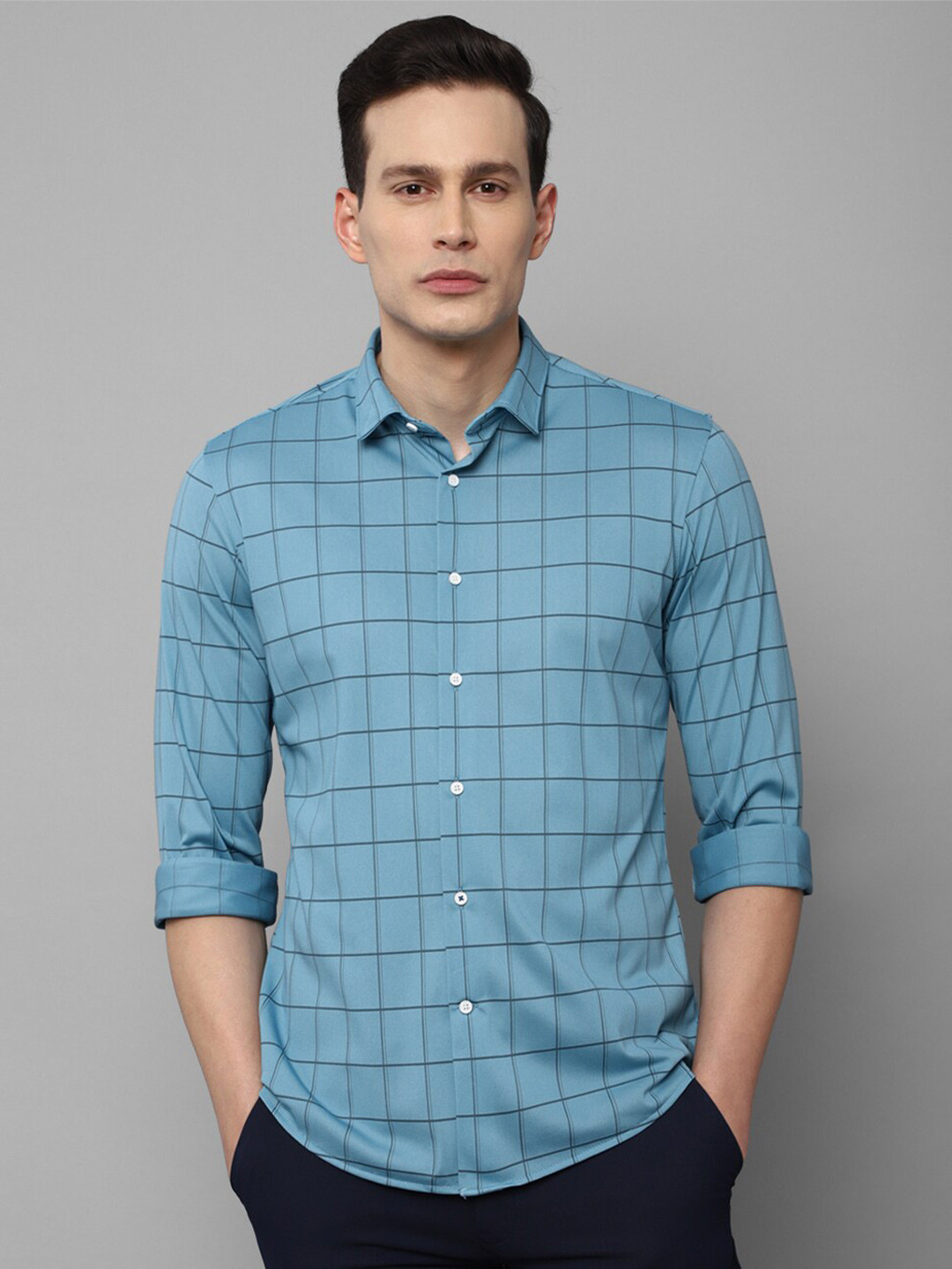 

Louis Philippe Sport Men Blue Slim Fit Tartan Checks Checked Casual Shirt