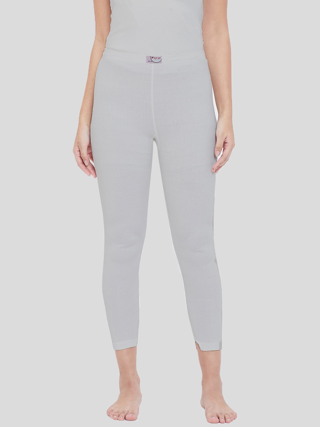 

NEVA Women Grey Melange Solid Cotton Thermal Bottoms