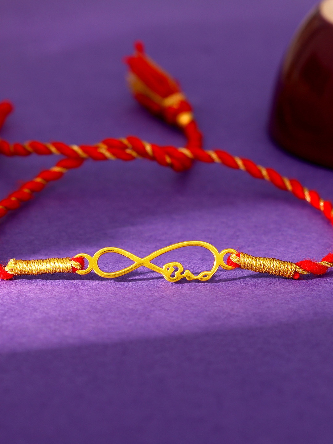 

GIVA Men Sterling Silver 18K Gold-Plated Red Rakhi