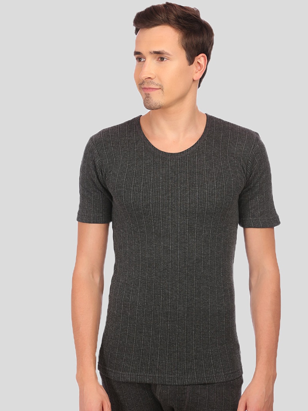 

NEVA Men Black Striped Thermal T-Shirt