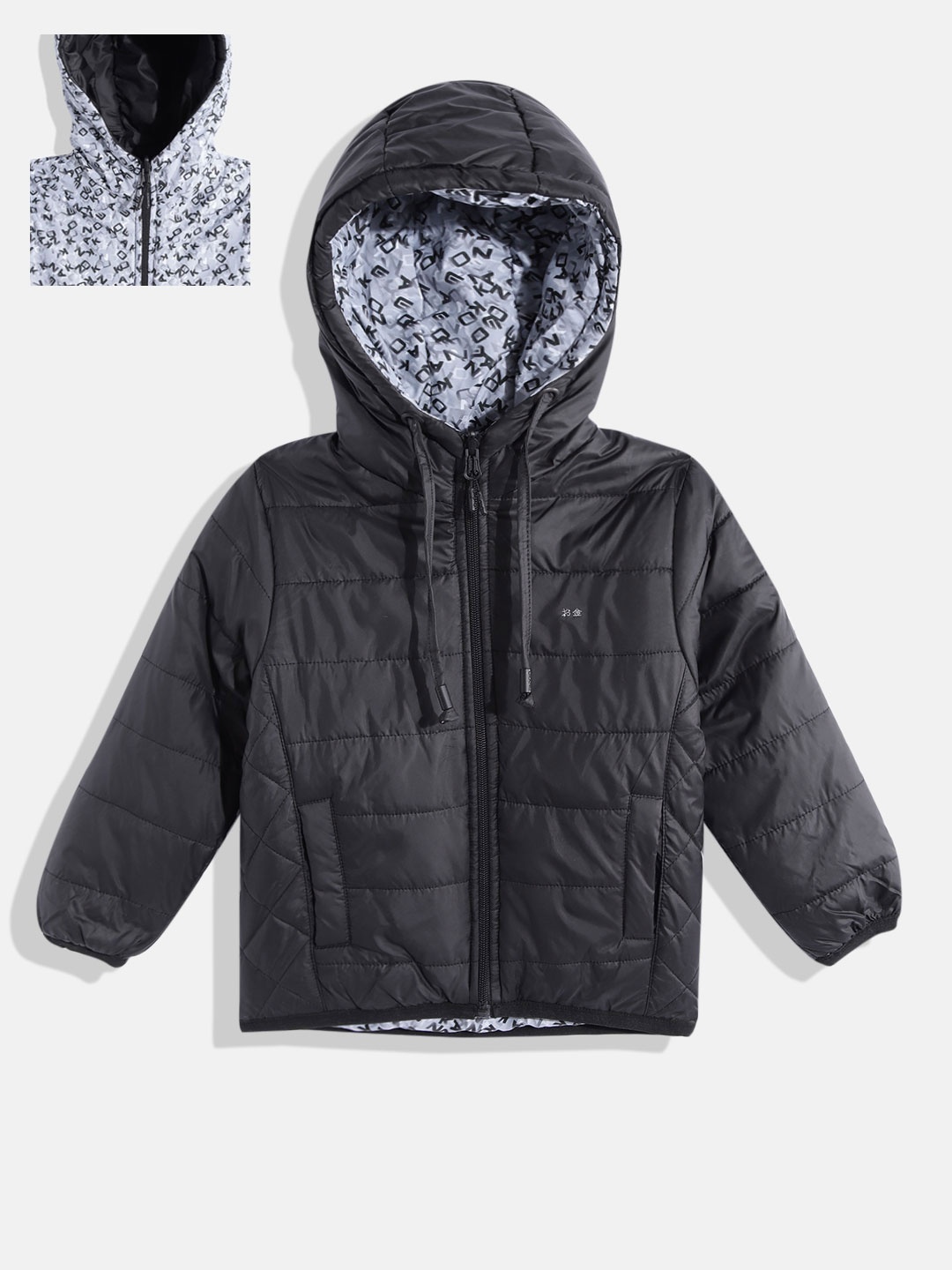 

Okane Boys Black & Grey Solid Reversible Padded Jacket