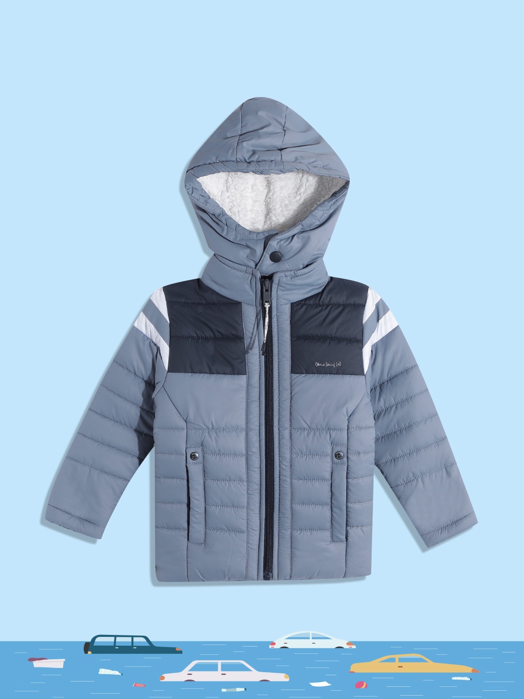 

Okane Boys Blue Striped Detachable Hood Padded Jacket