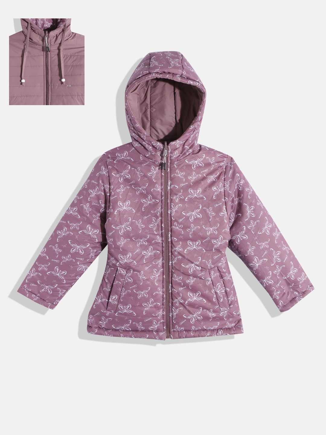 

Okane Girls Mauve Printed Reversible Puffer Jacket