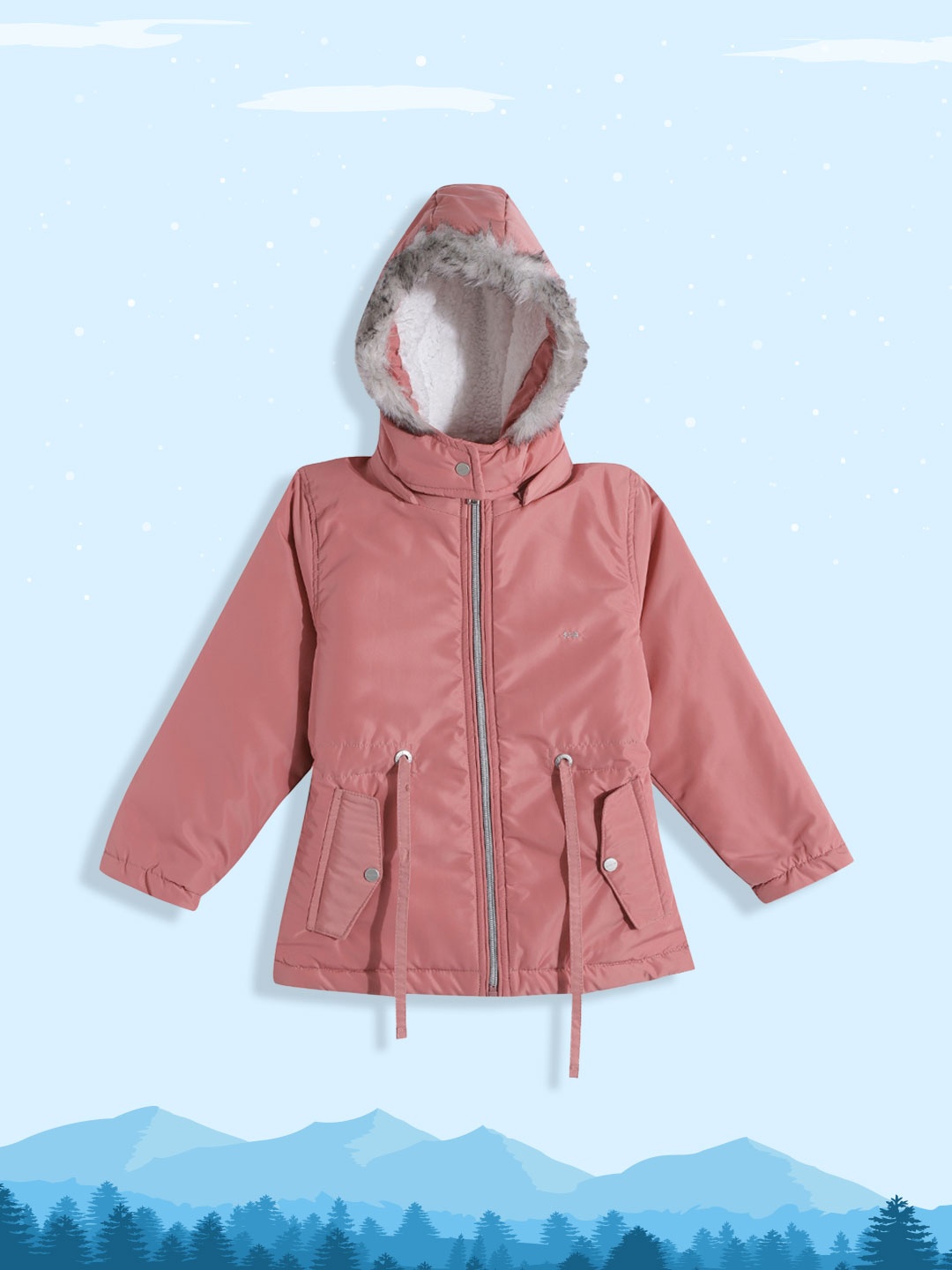 

Okane Girls Pink Solid Lightweight Parka Jacket