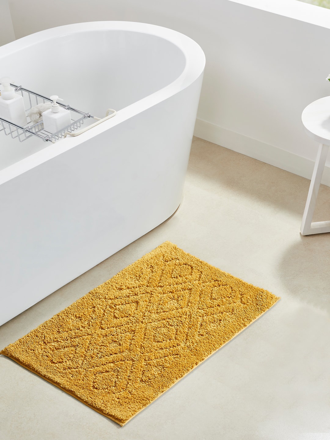 

Pano Gold-Toned Self Design Microfibre Super soft, Absorbent & Anti-skid Bath Rugs