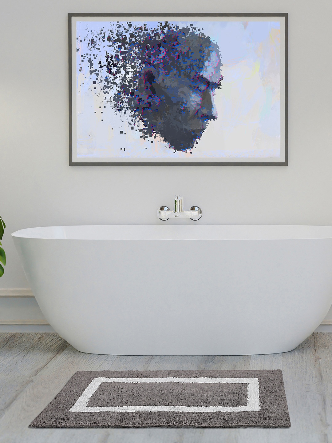 

Pano Grey & White Solid 2400 GSM Pure Cotton Bath Rug