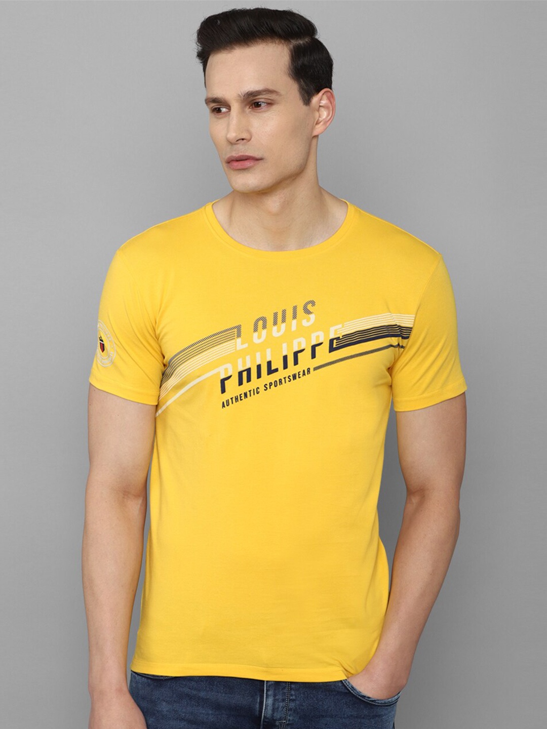 

Louis Philippe Sport Men Yellow & Black Typography Printed Slim Fit T-shirt
