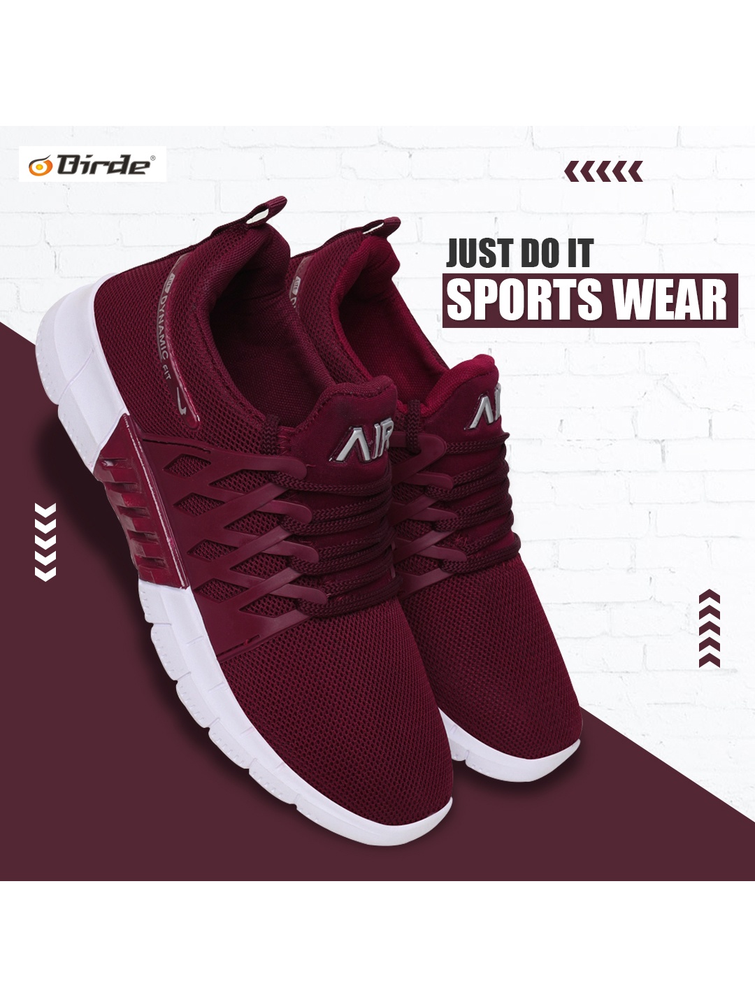 

BIRDE Men Maroon Woven Design Sneakers