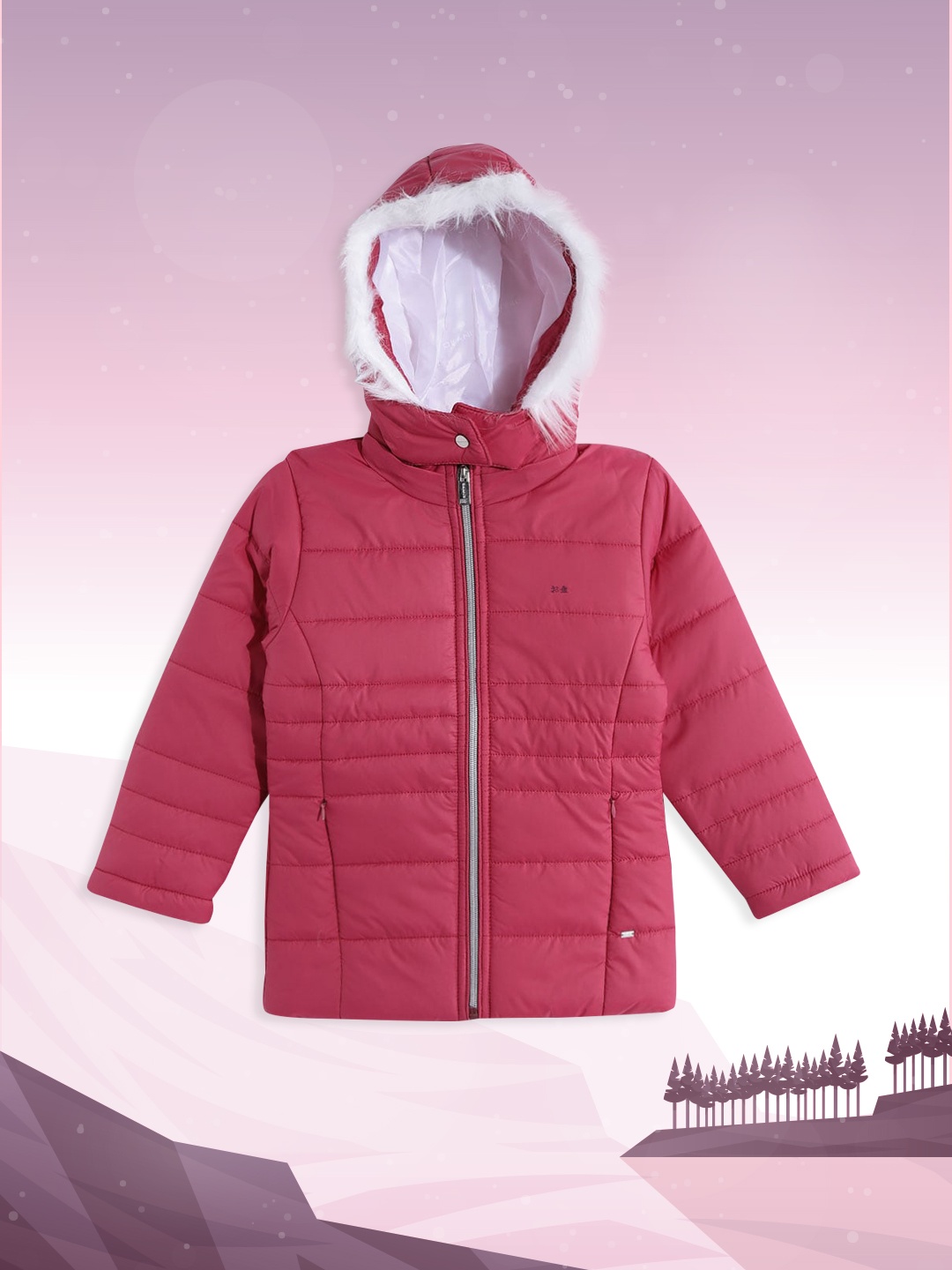 

Okane Girls Pink Solid Detachable Hood Parka Jacket