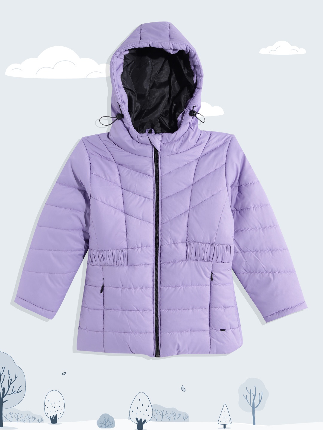 

Okane Girls Lavender Solid Hooded Padded Jacket