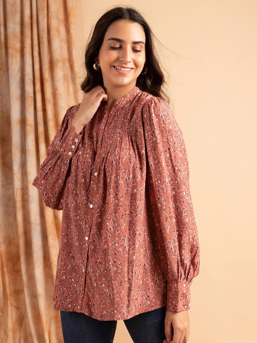 

B.Copenhagen Women Brown Printed Casual Shirt