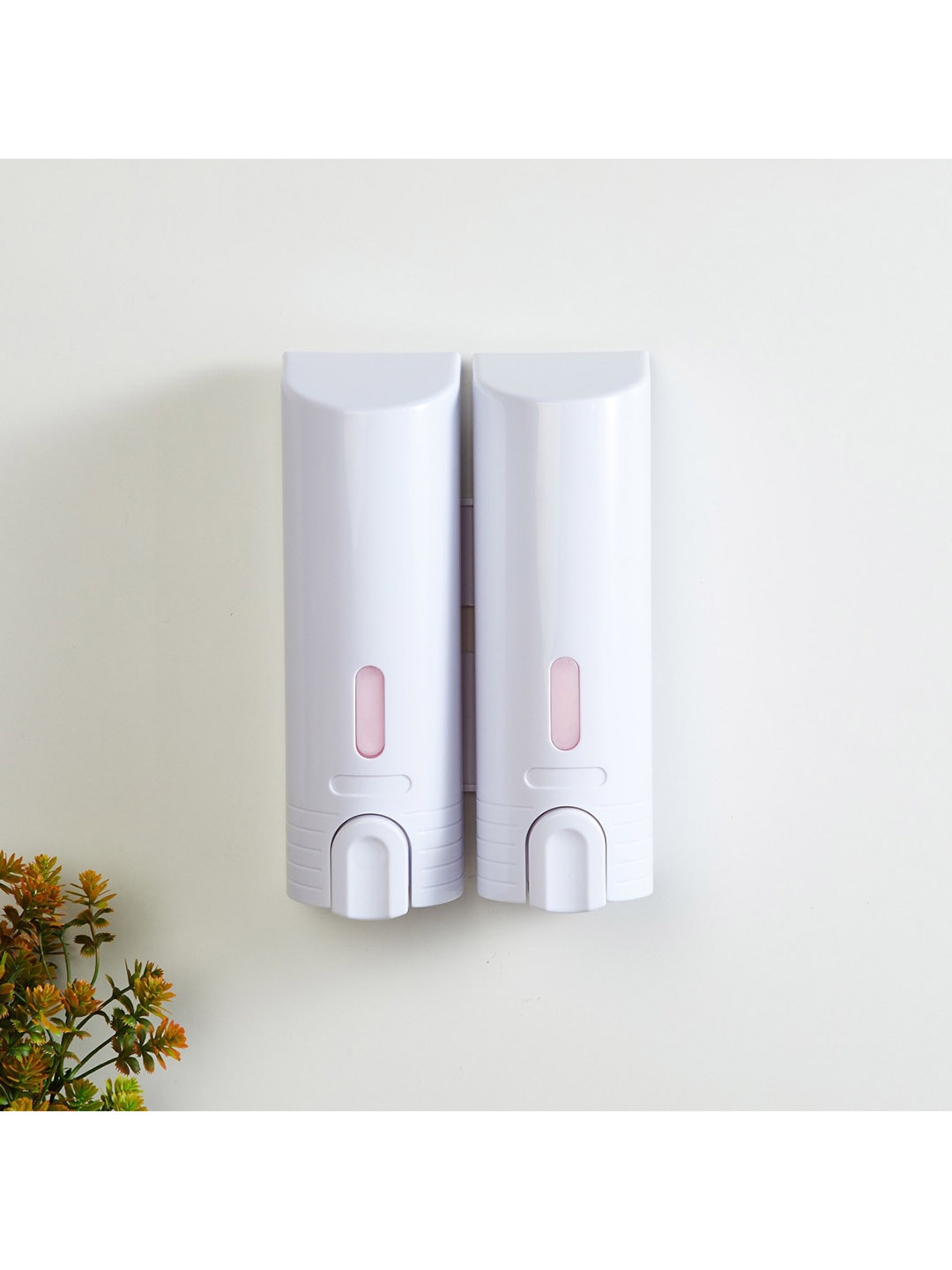 

Home Centre White Solid Double Wall Mounted Soap Dispenser