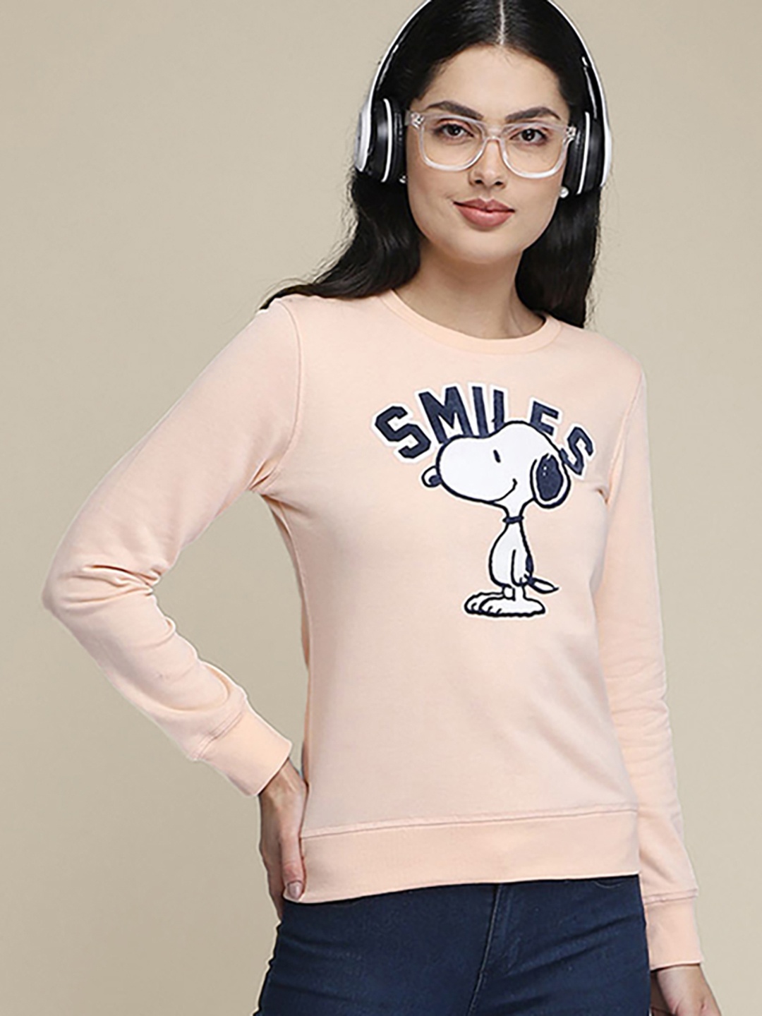 

Free Authority Women Peach-Coloured Peanuts Printed Sweatshirt