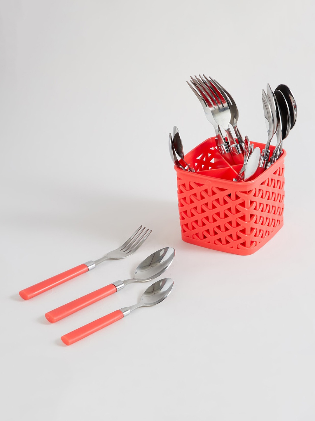 

Home Centre 18Pieces Peach Solid Cutlery Set
